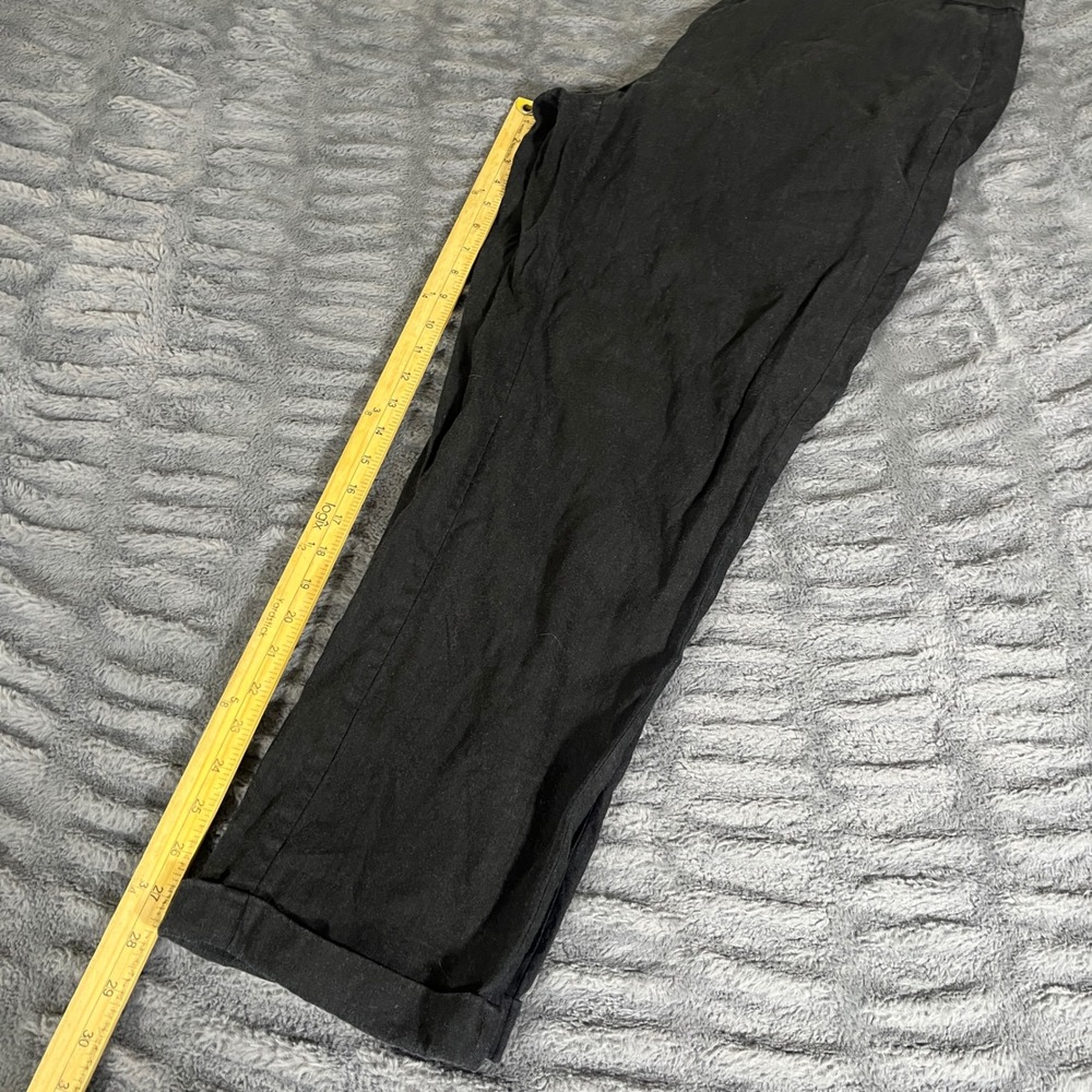 J. Jill Black Linen Stretch Pull On Tapered Cuffed Pants Large AP956 - Picture 6 of 7